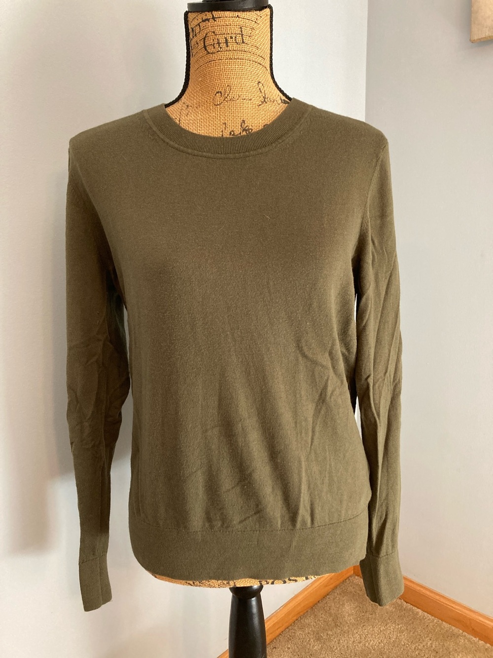 Quince Organic Cotton Cashmere Lightweight Sweater Women Sz L Green Long Sleeve